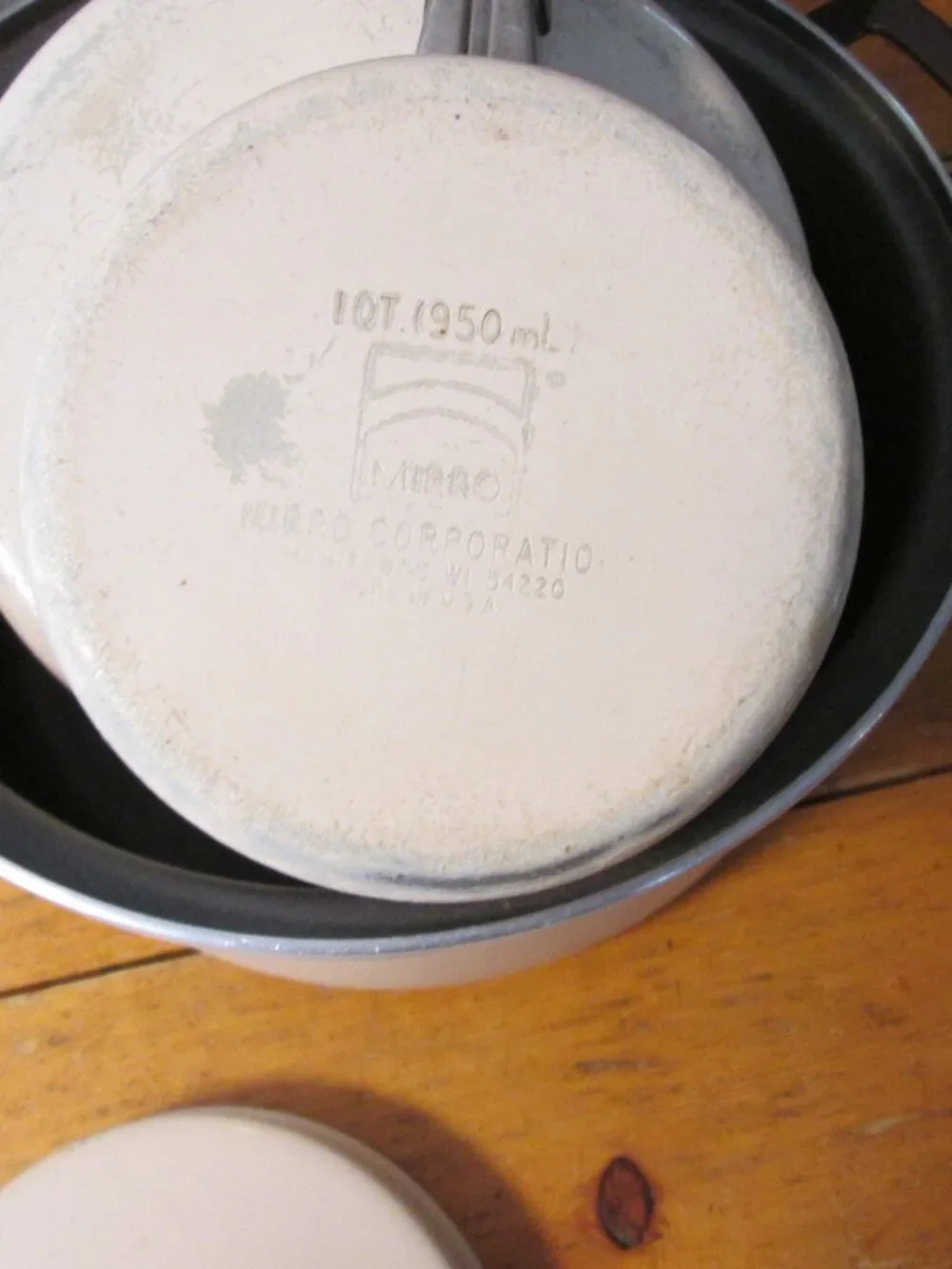 70s boho Mirro almond brwn stripe pots pan set 7 pc